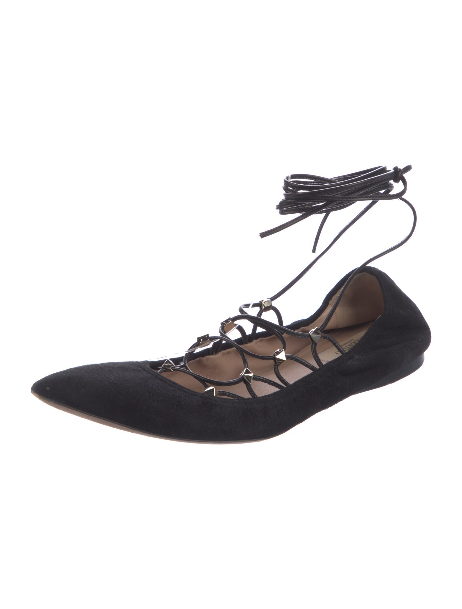 Valentino Rockstud Accents Suede Ballet Flats