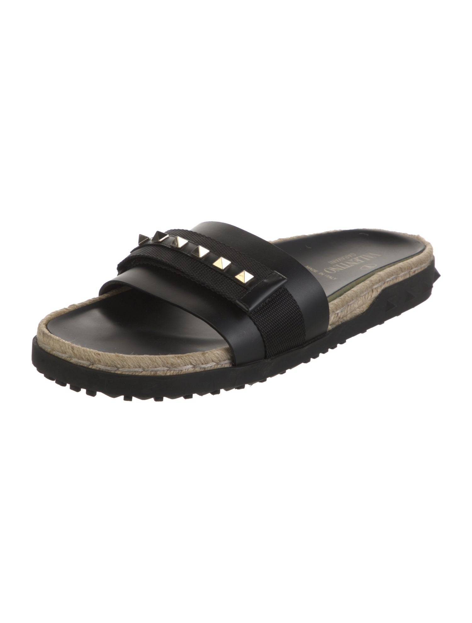 Valentino Rockstud Accents Leather Slides
