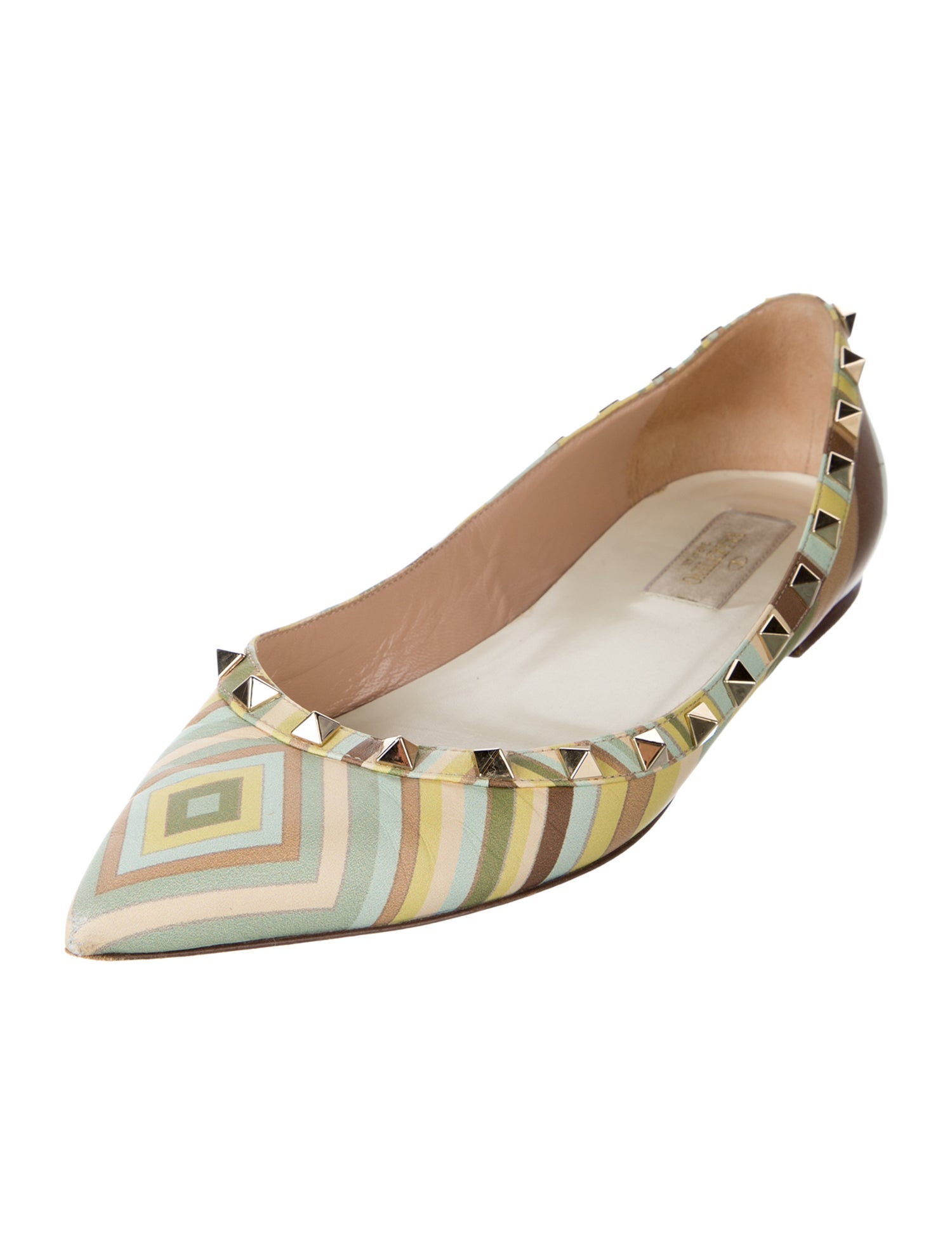 Valentino Rockstud Accents Leather Ballet Flats