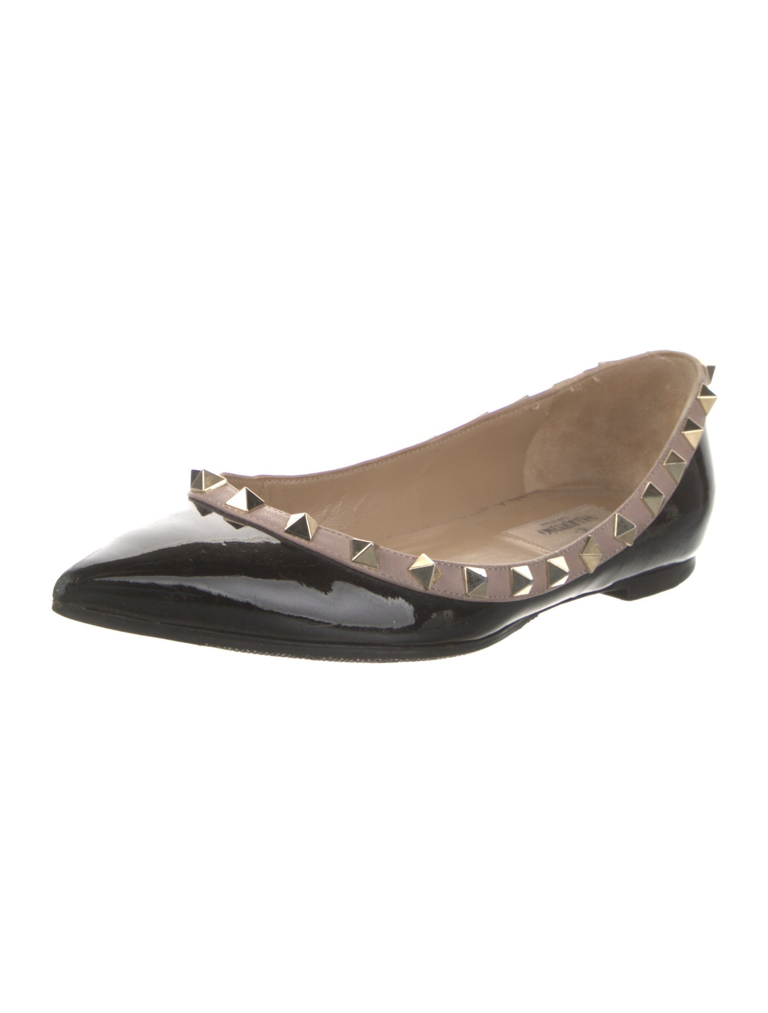 Valentino Rockstud Accents Patent Leather Flats