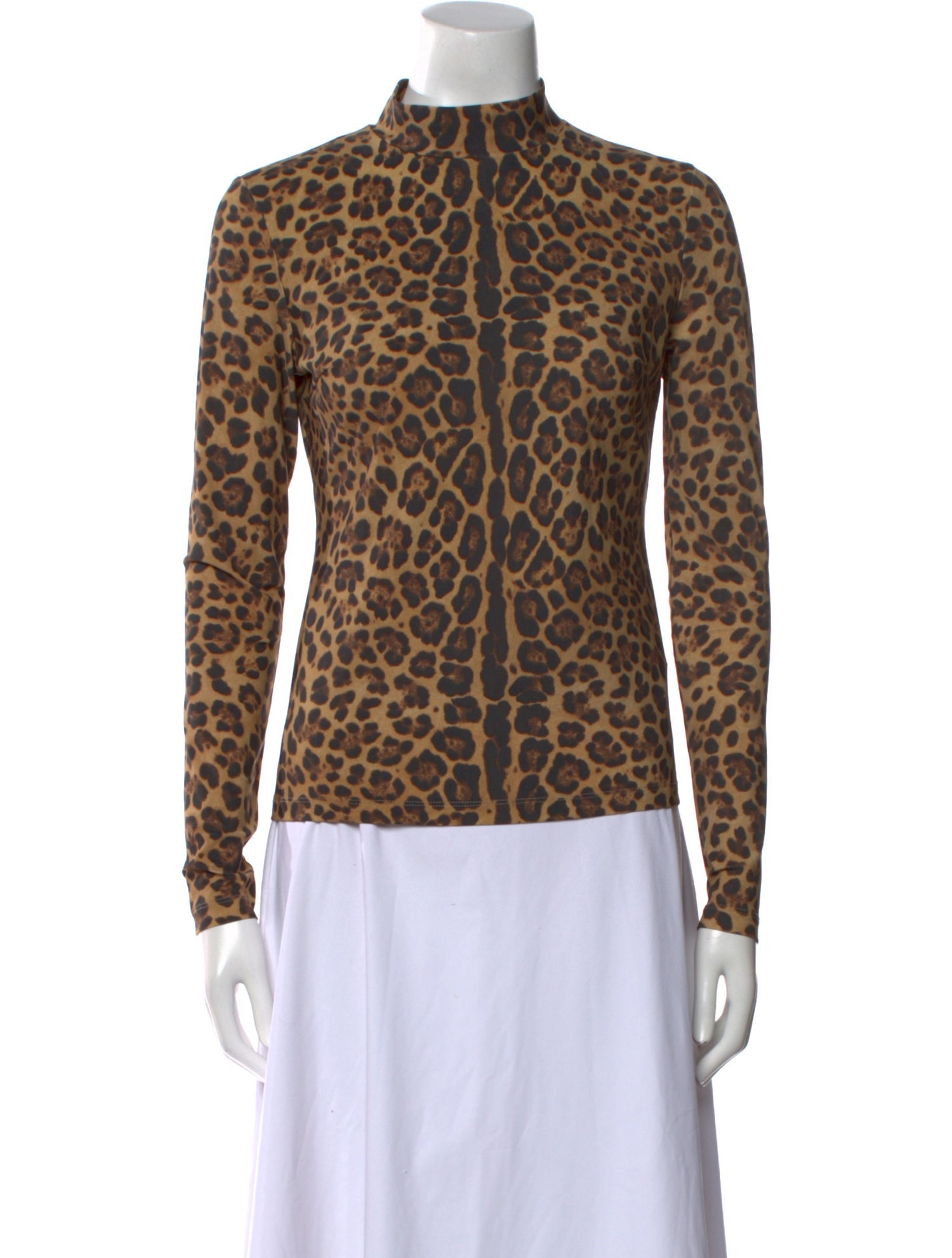 Valentino Animal Print Mock Neck Top