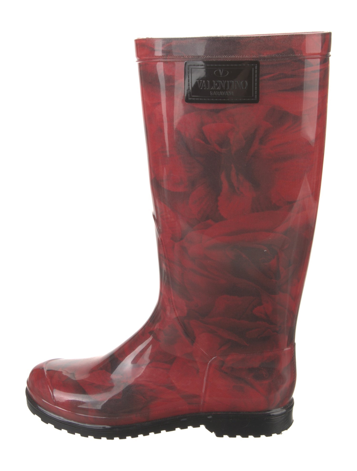Valentino Rubber Floral Print Rain Boots