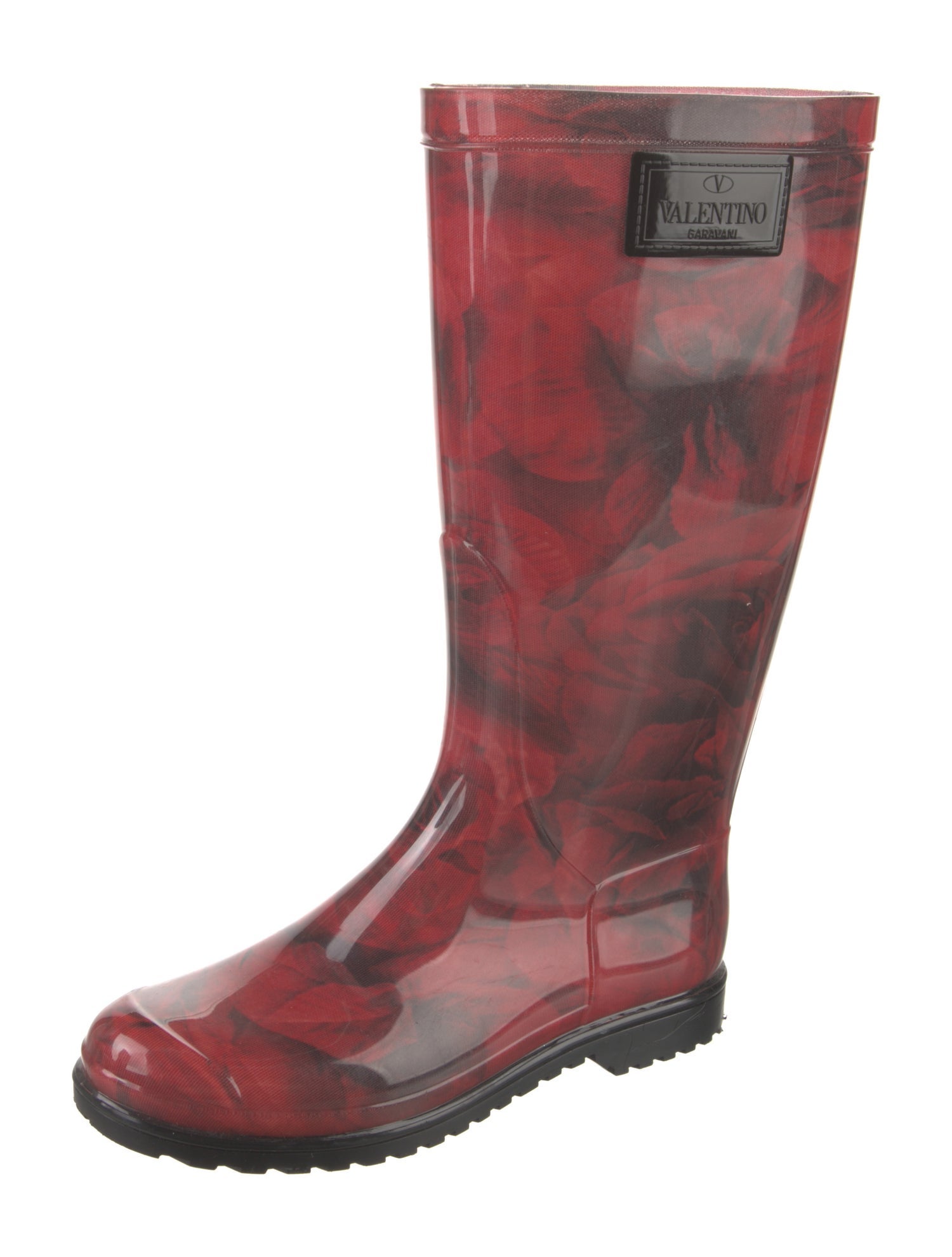 Valentino Rubber Floral Print Rain Boots