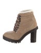 Valentino Rockstud Accents Suede Lace-Up Boots