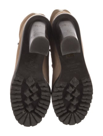 Valentino Rockstud Accents Suede Lace-Up Boots