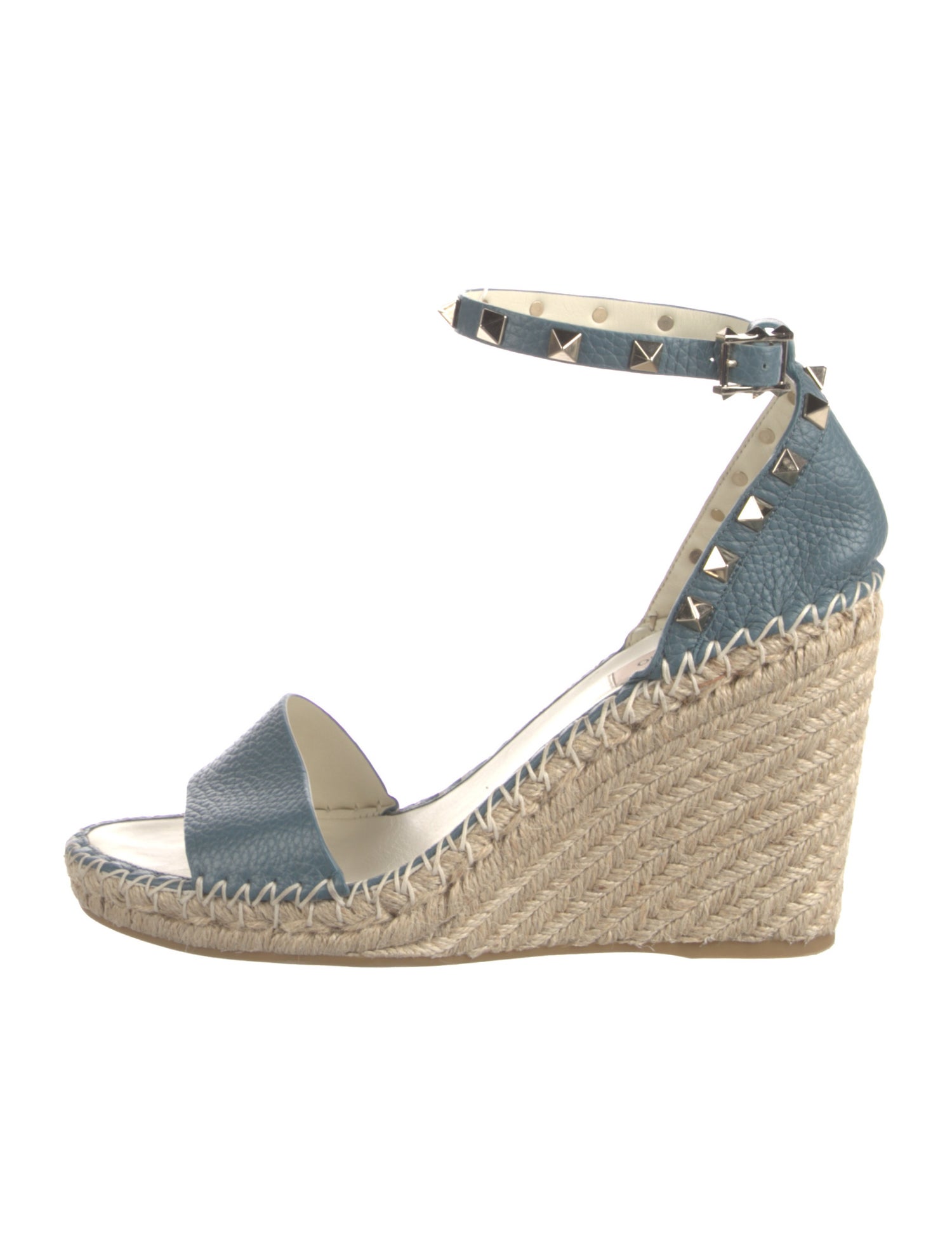 Valentino Rockstud Accents Leather Espadrilles