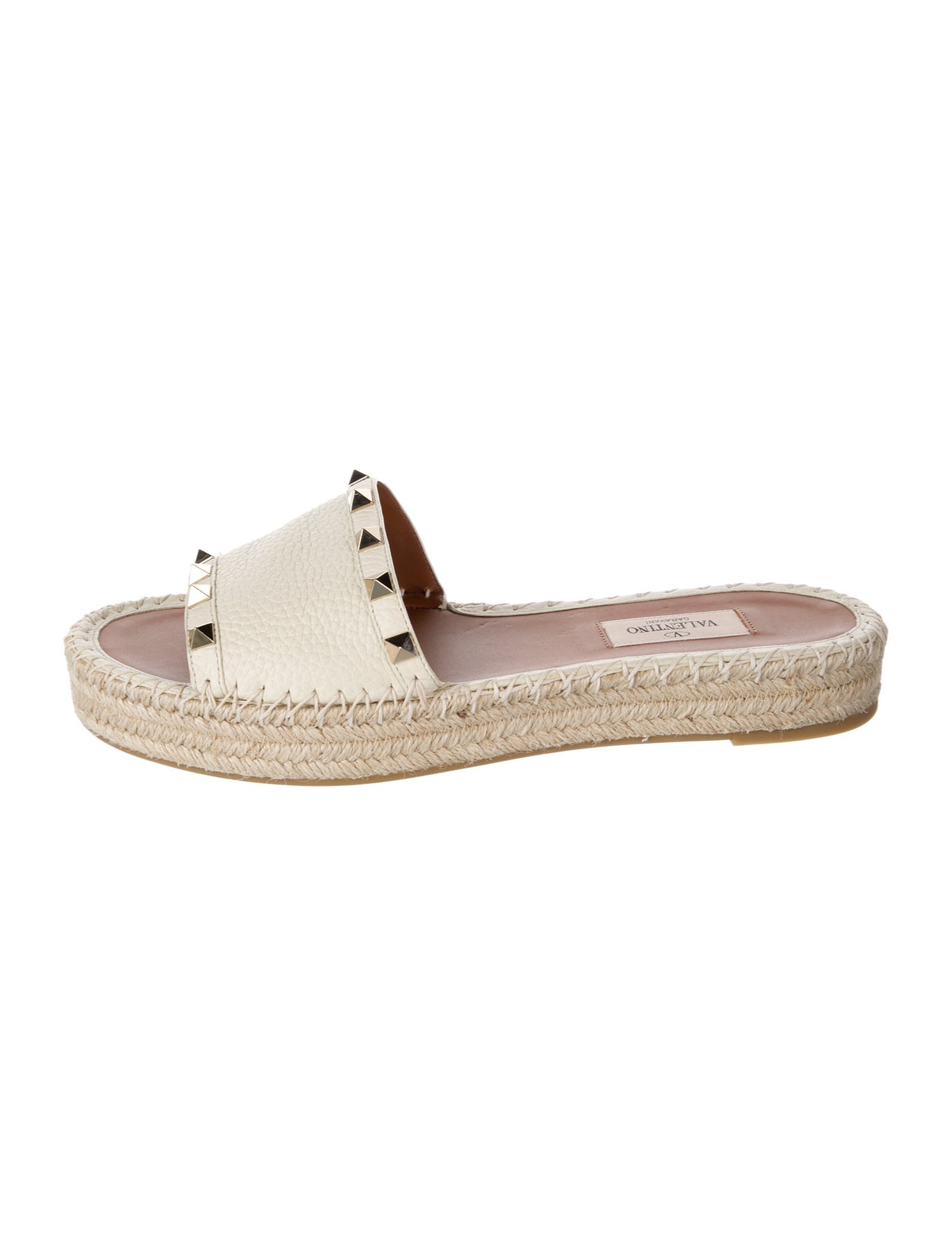 Valentino Rockstud Accents Leather Espadrilles