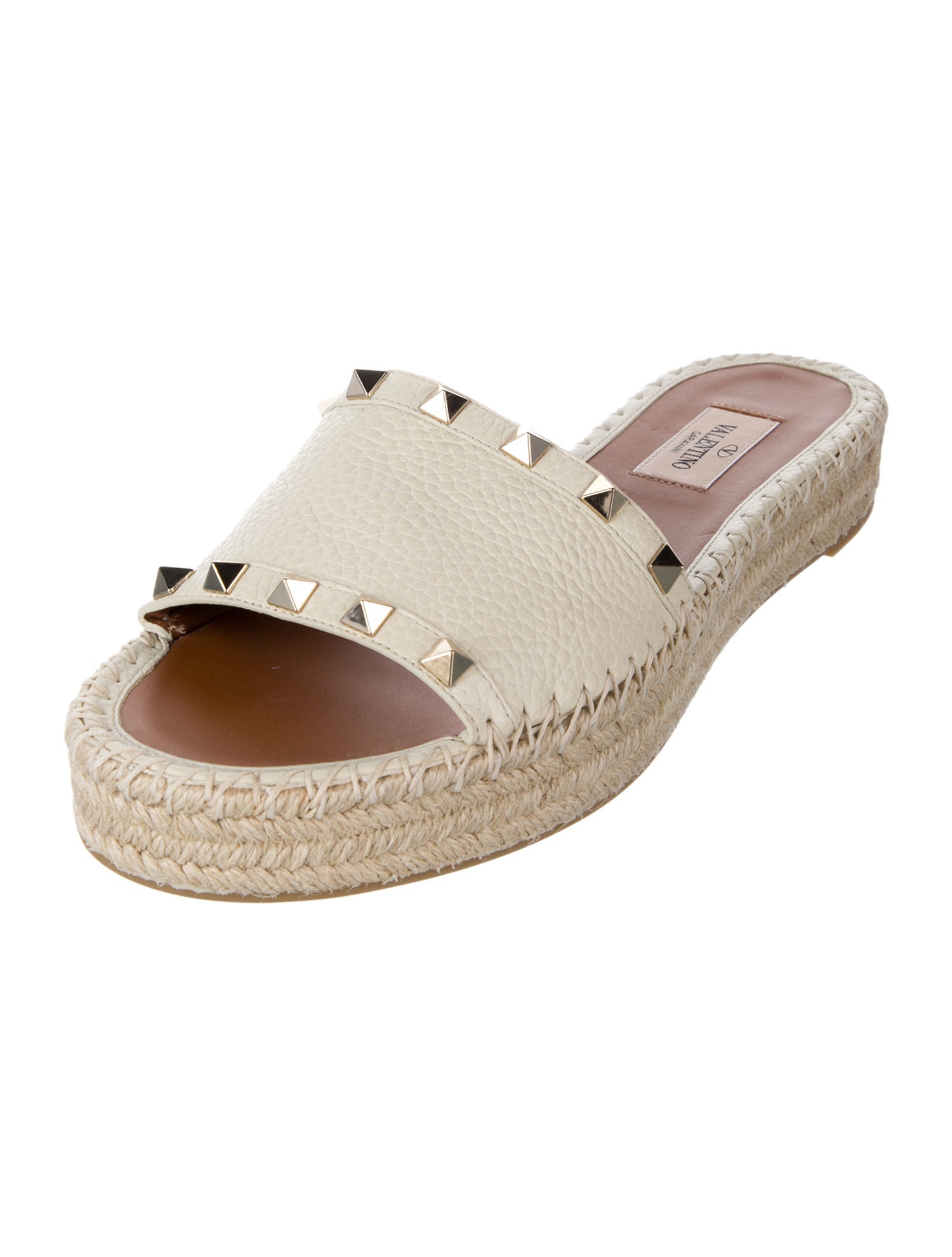 Valentino Rockstud Accents Leather Espadrilles