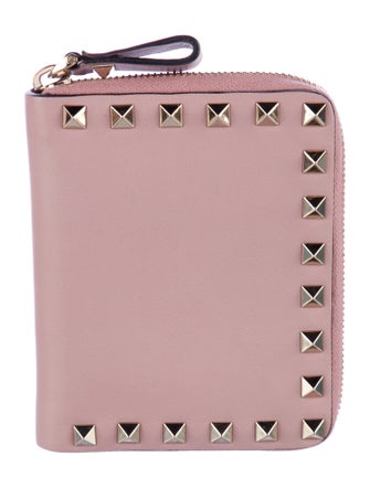 Valentino Rockstud Accents Leather Compact Wallet
