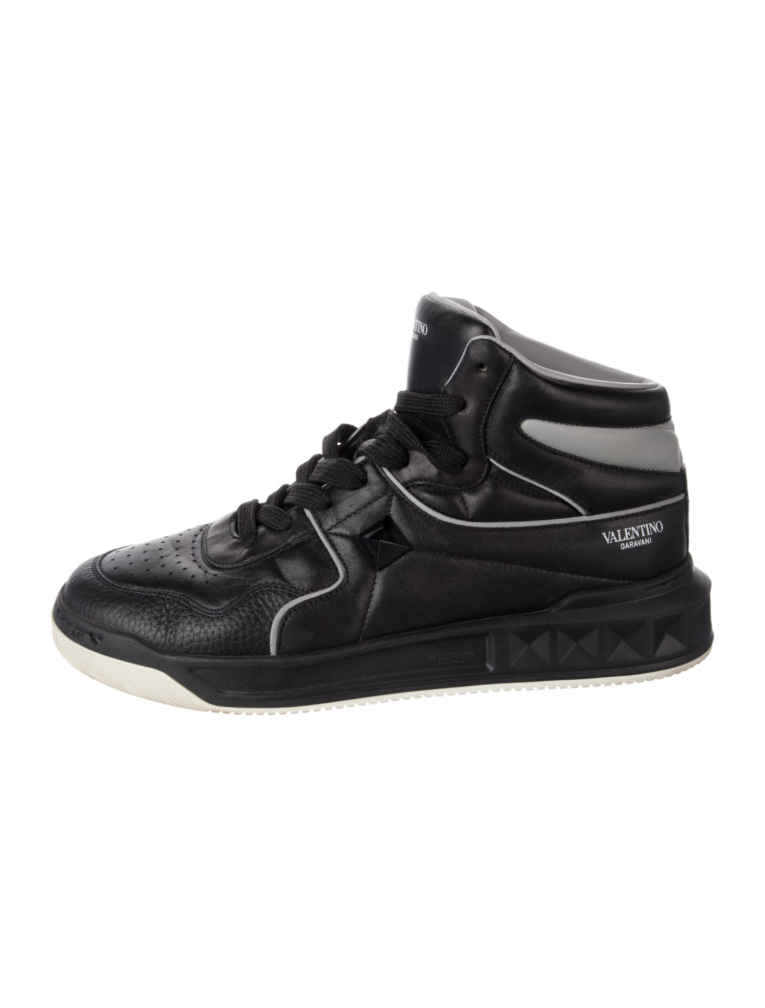 Valentino Rockstud Accents Leather Sneakers