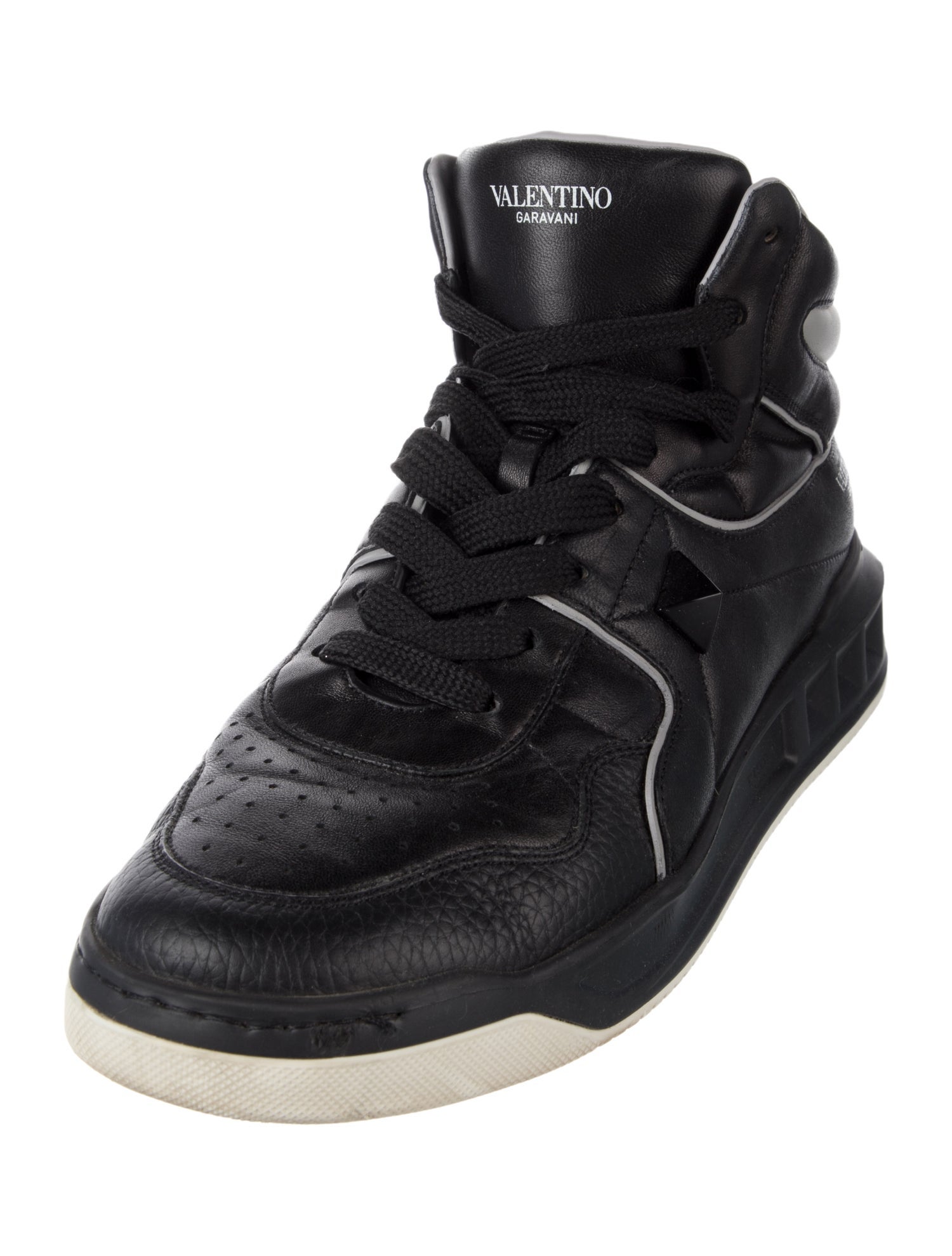 Valentino Rockstud Accents Leather Sneakers