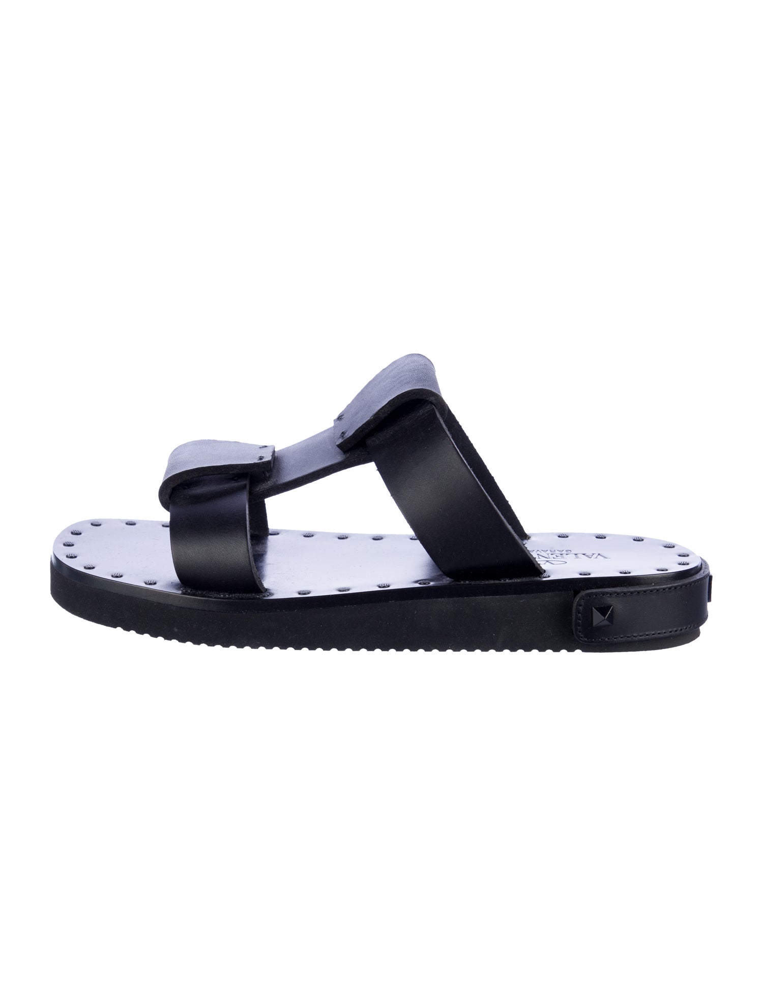 Valentino Rockstud Accents Leather Slides