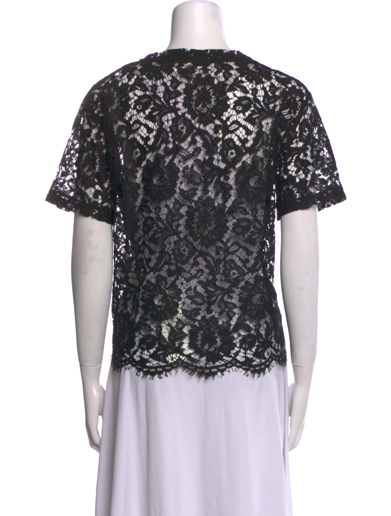 Valentino Lace Pattern Crew Neck T-Shirt
