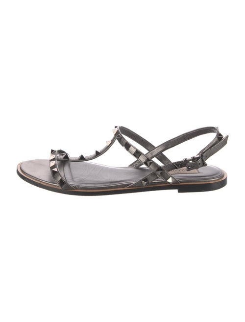 Valentino Rockstud Accents Leather T-Strap Sandals