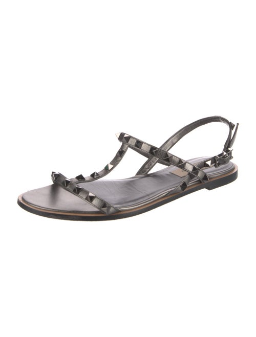 Valentino Rockstud Accents Leather T-Strap Sandals