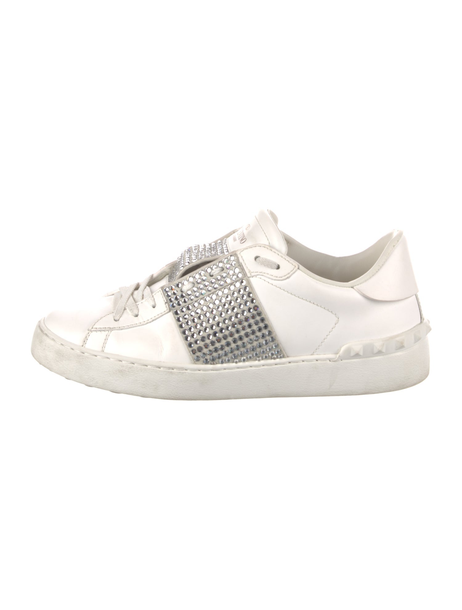 Valentino Rockstud Accents Leather Sneakers