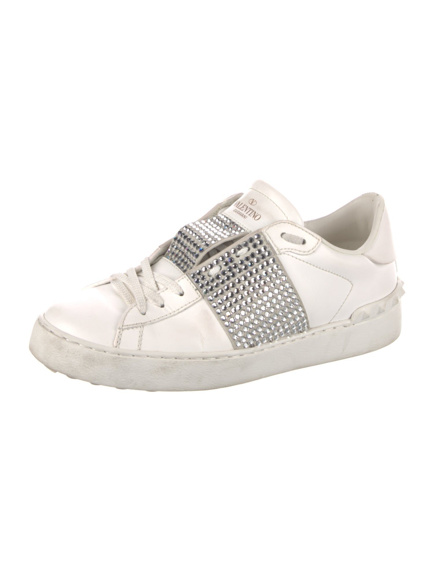 Valentino Rockstud Accents Leather Sneakers
