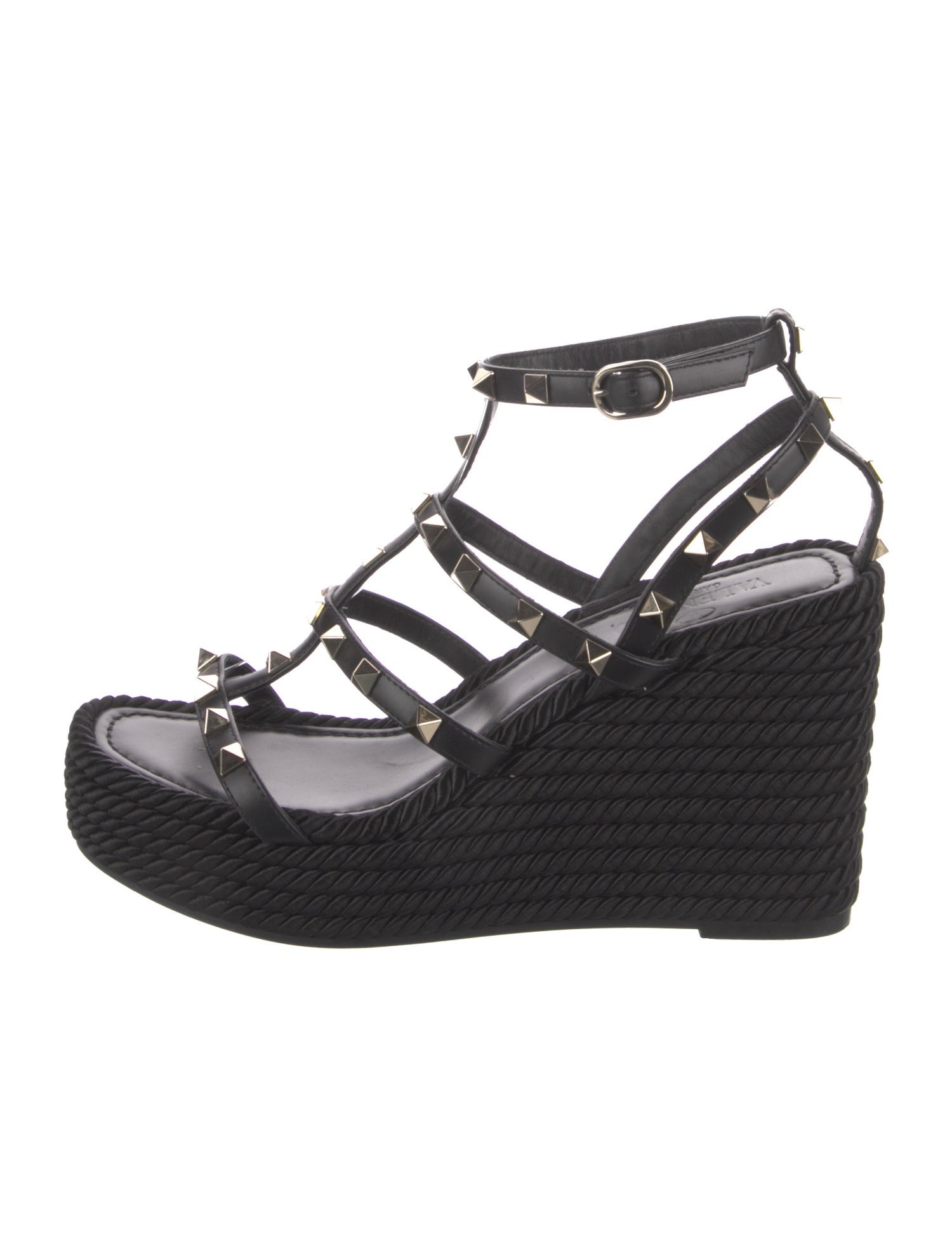 Valentino Rockstud Accents Leather Espadrilles