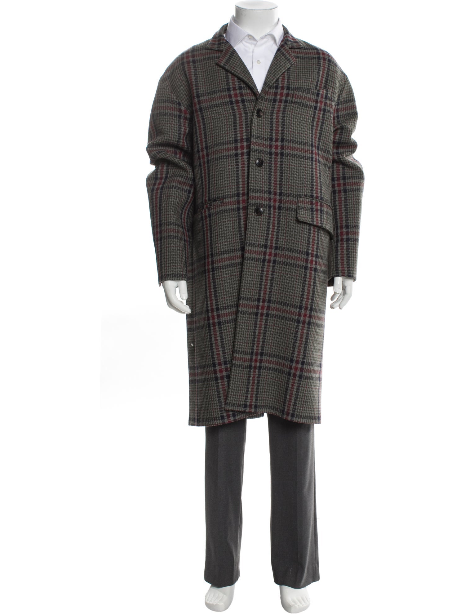 Valentino Virgin Wool Plaid Print Overcoat