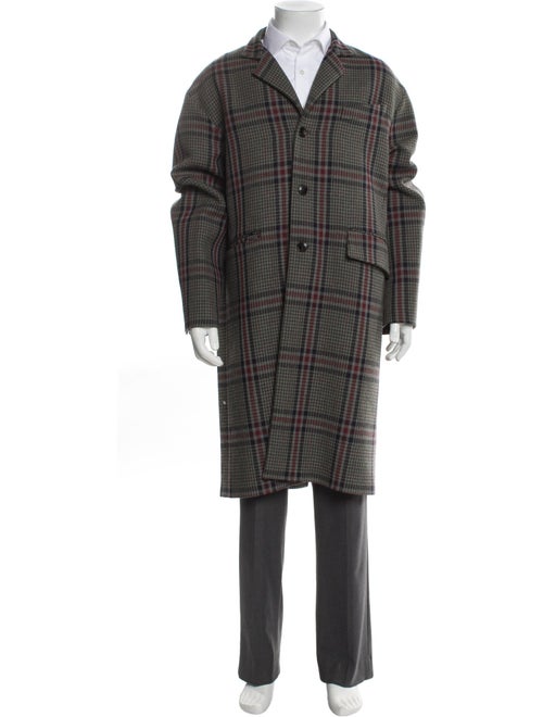 Valentino Virgin Wool Plaid Print Overcoat