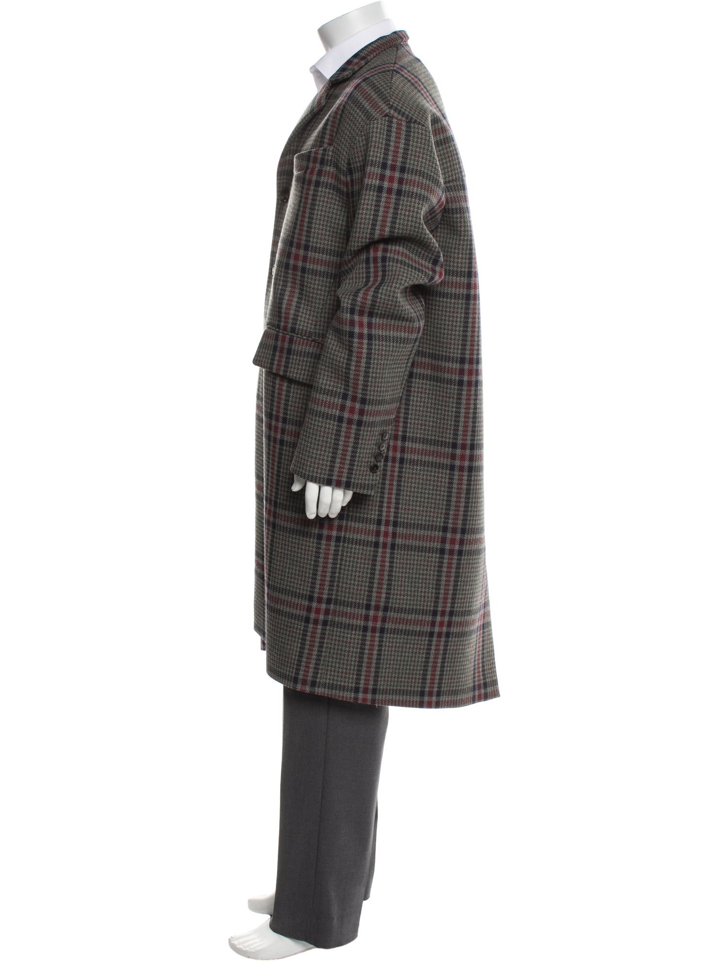Valentino Virgin Wool Plaid Print Overcoat