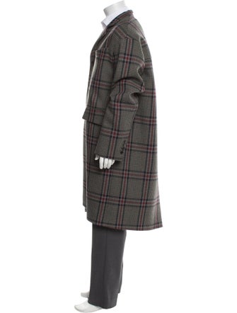 Valentino Virgin Wool Plaid Print Overcoat