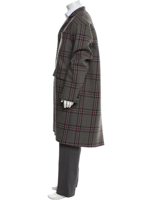 Valentino Virgin Wool Plaid Print Overcoat