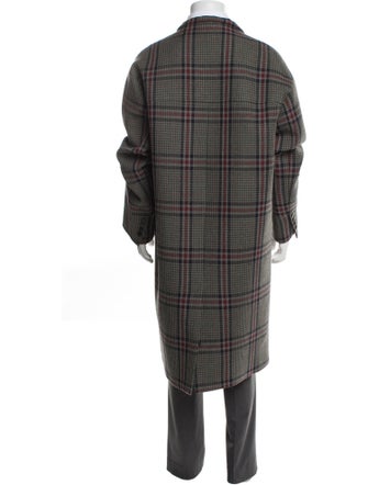 Valentino Virgin Wool Plaid Print Overcoat