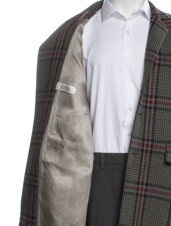 Valentino Virgin Wool Plaid Print Overcoat