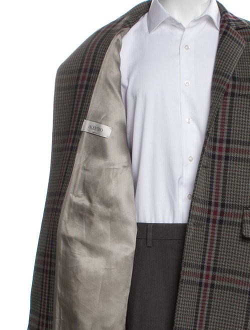 Valentino Virgin Wool Plaid Print Overcoat