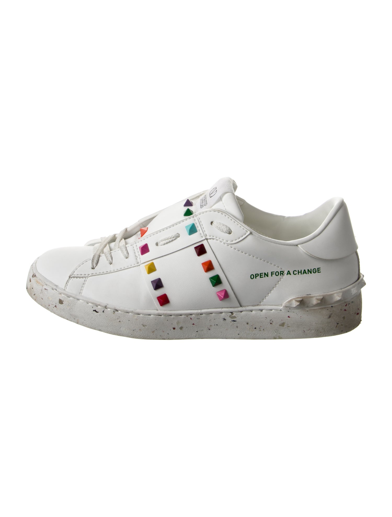 Valentino Rockstud Accents Leather Sneakers
