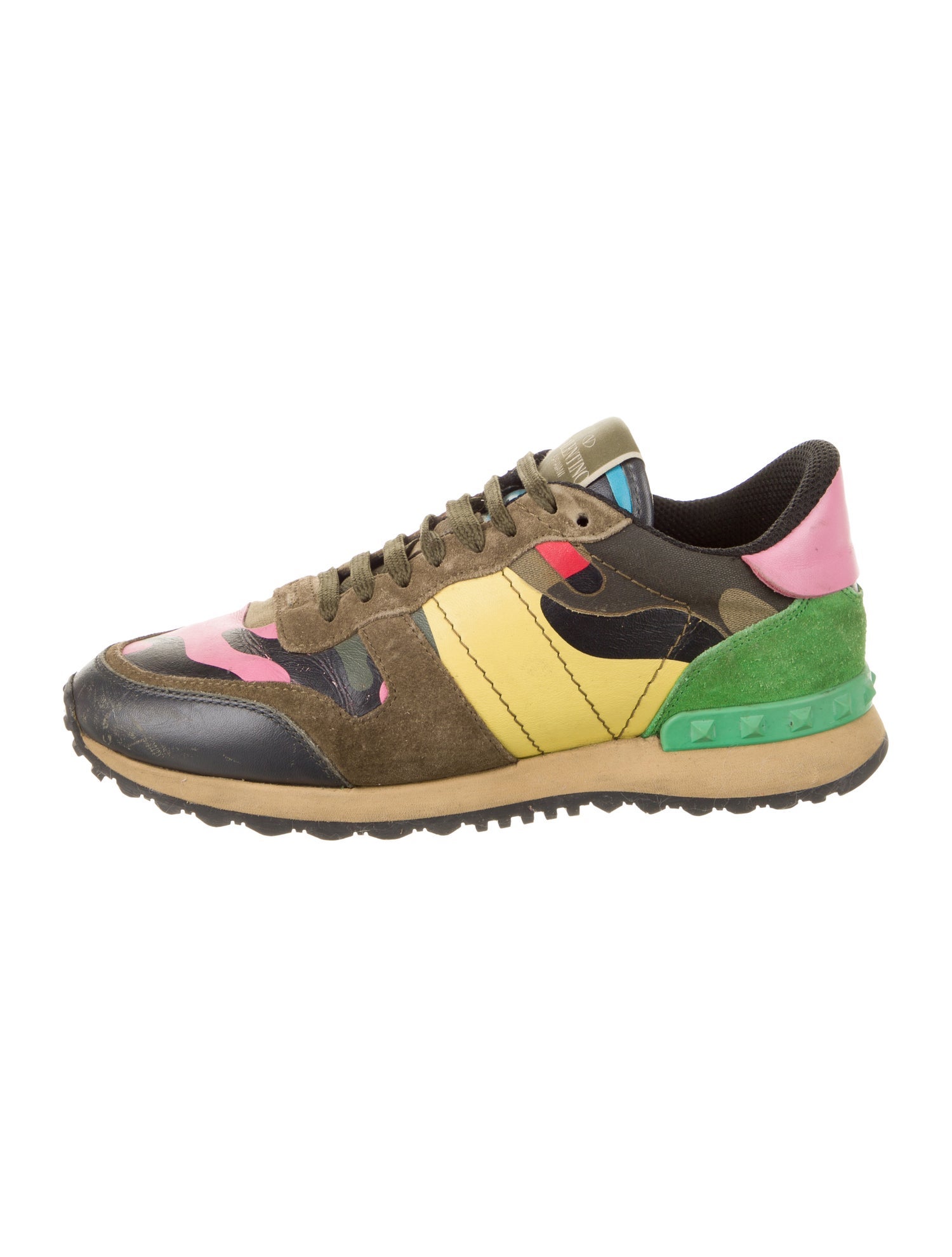 Valentino Rockstud Accents Suede Sneakers