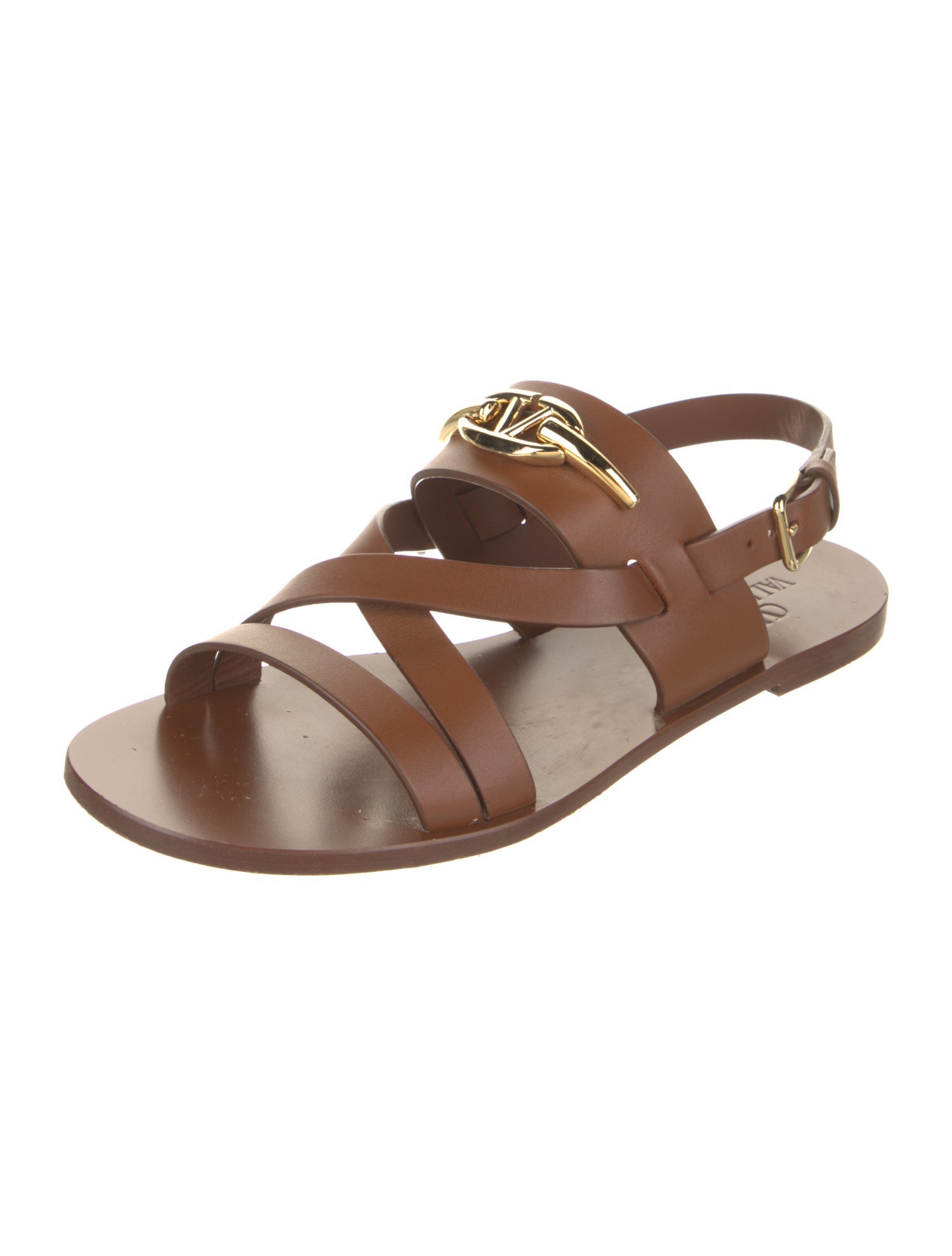 Valentino Vlogo Leather Slingback Sandals