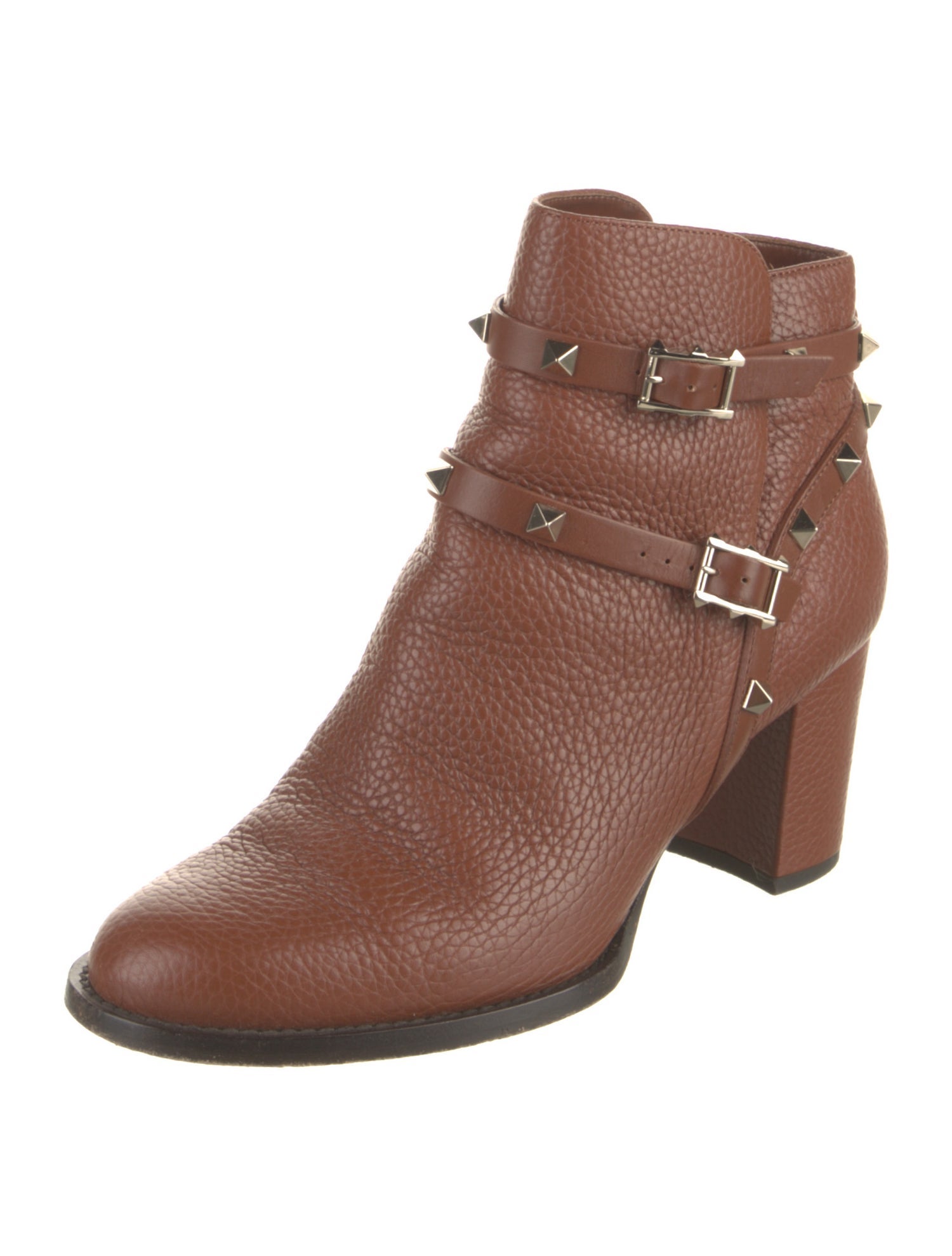 Valentino Rockstud Accents Leather Moto Boots