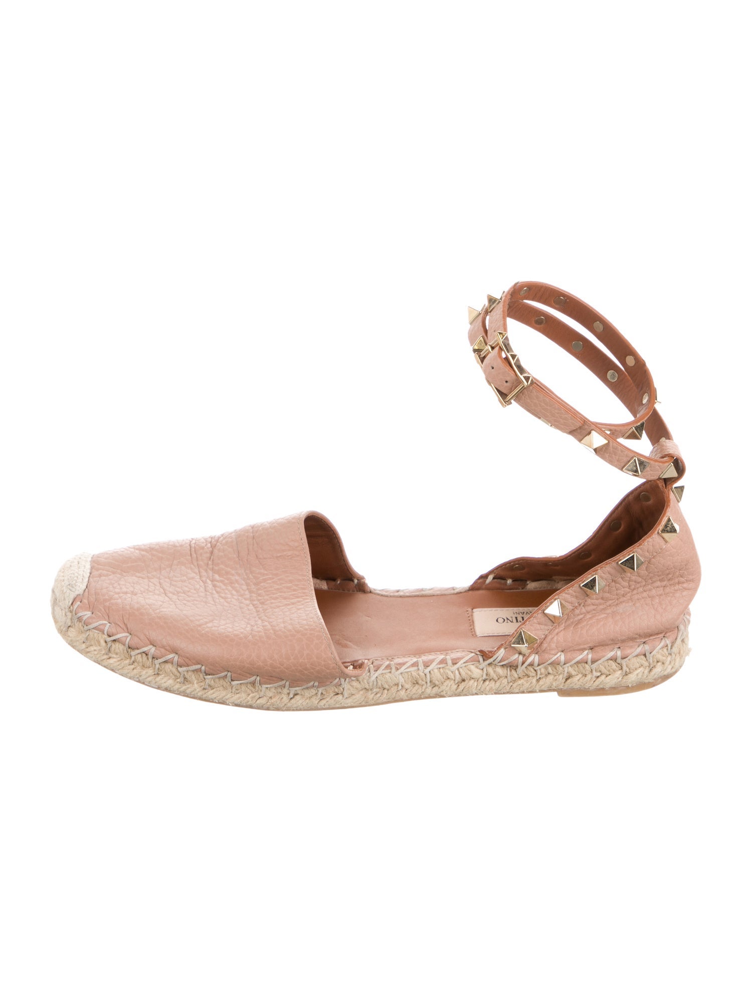 Valentino Rockstud Accents Leather Espadrilles