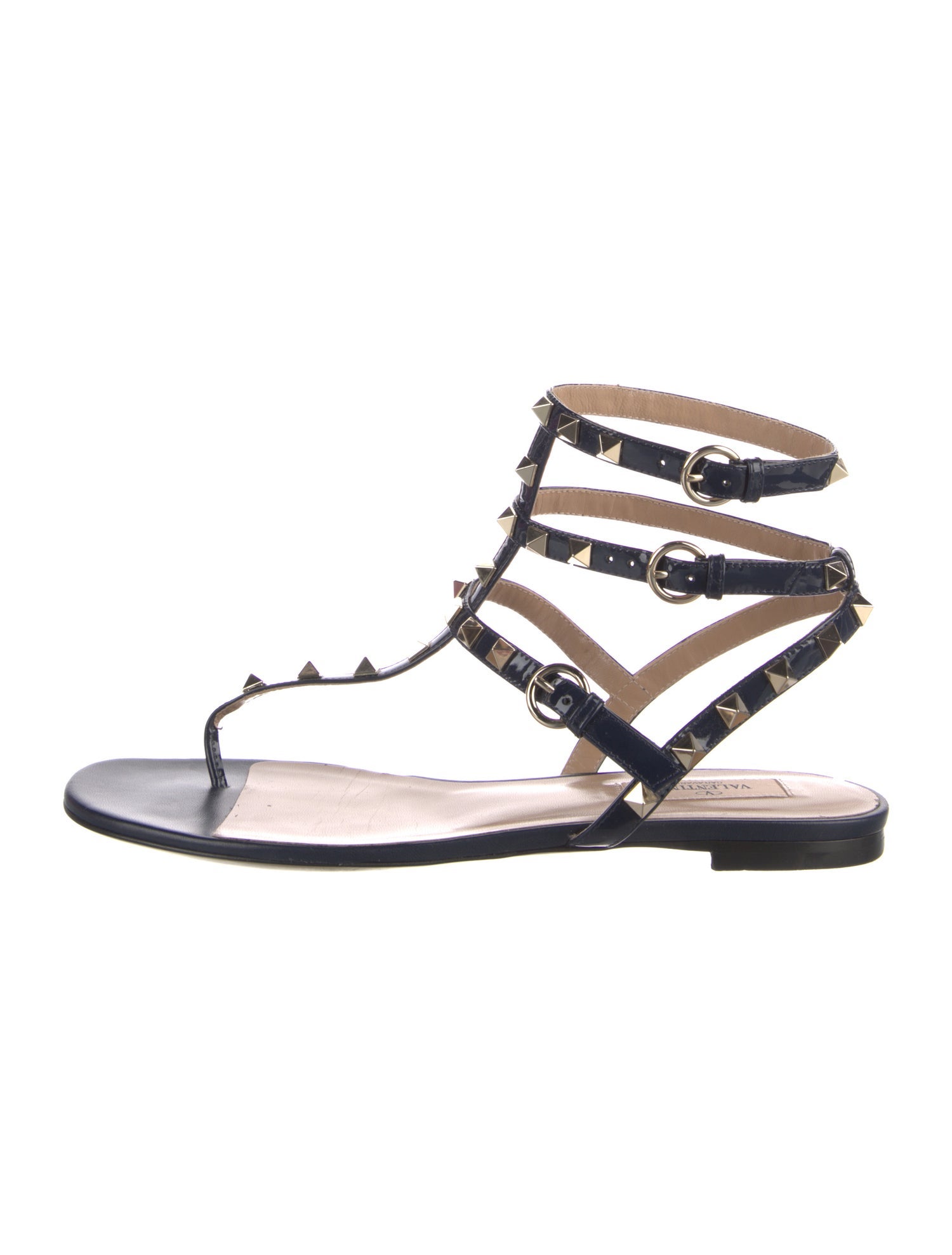 Valentino Rockstud Accents Leather Gladiator Sandals