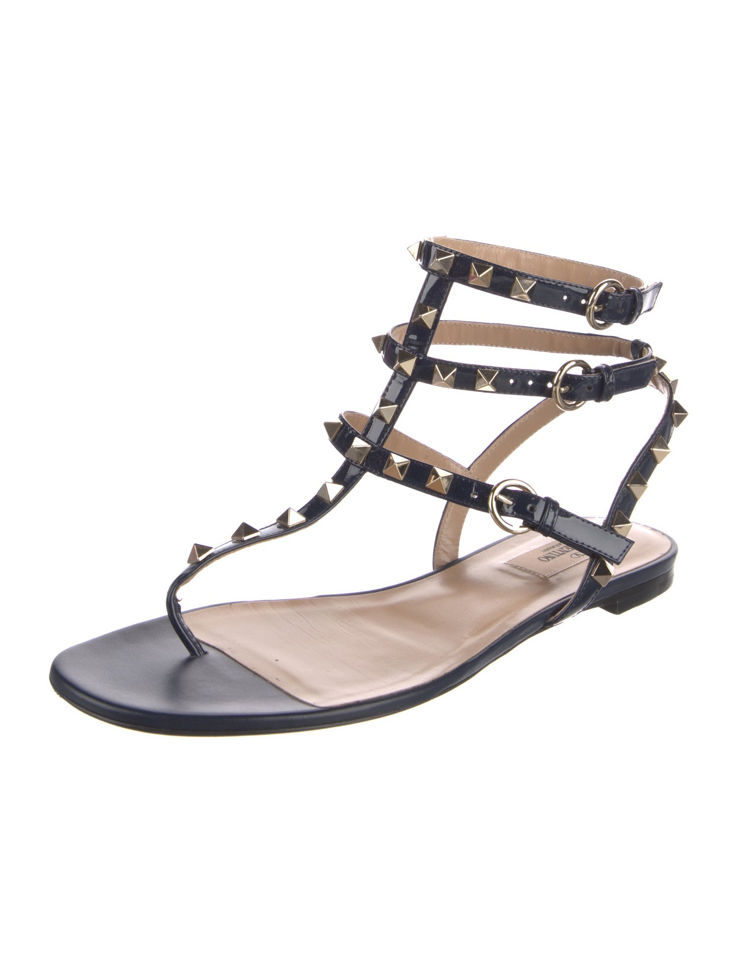 Valentino Rockstud Accents Leather Gladiator Sandals