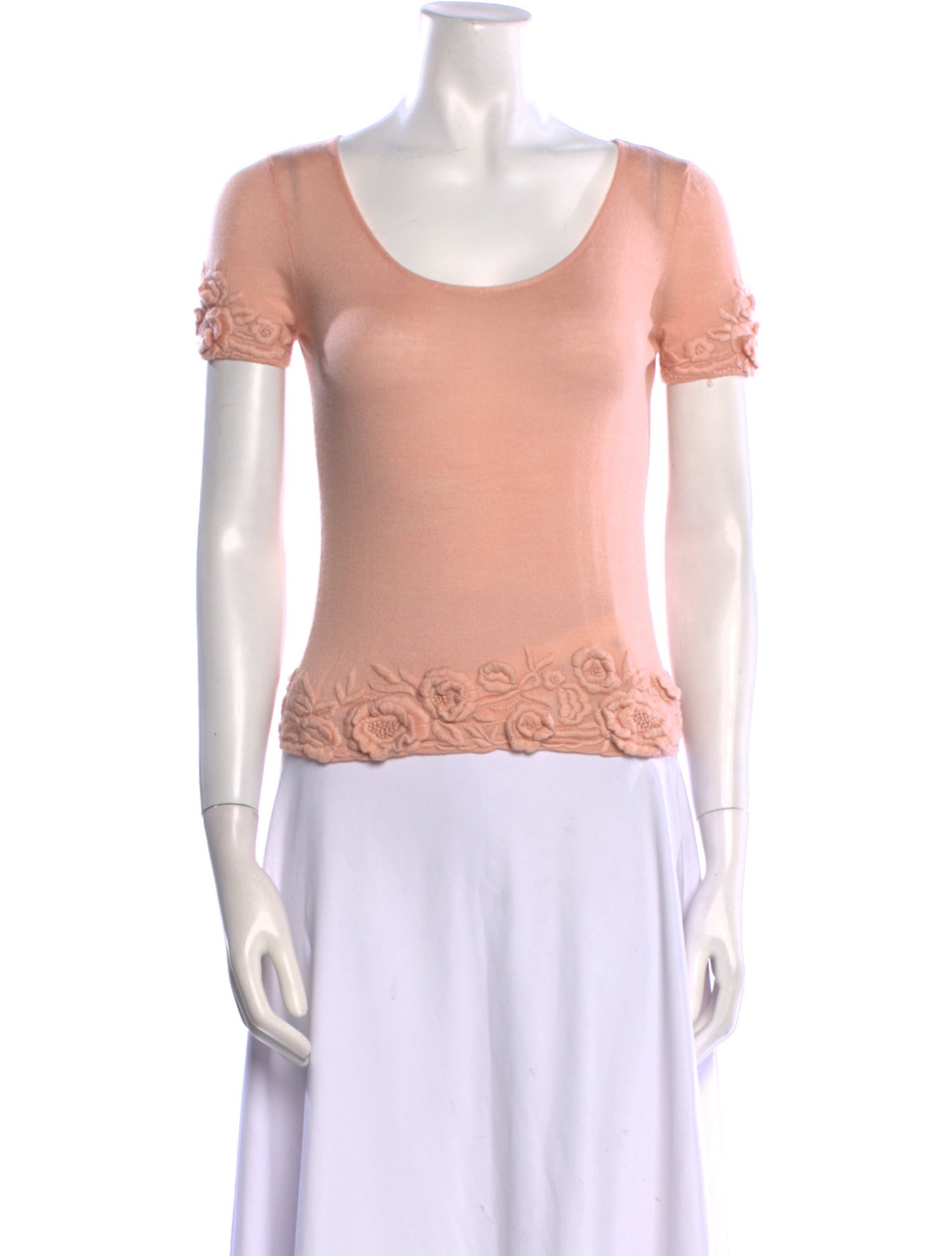 Valentino Wool Scoop Neck T-Shirt