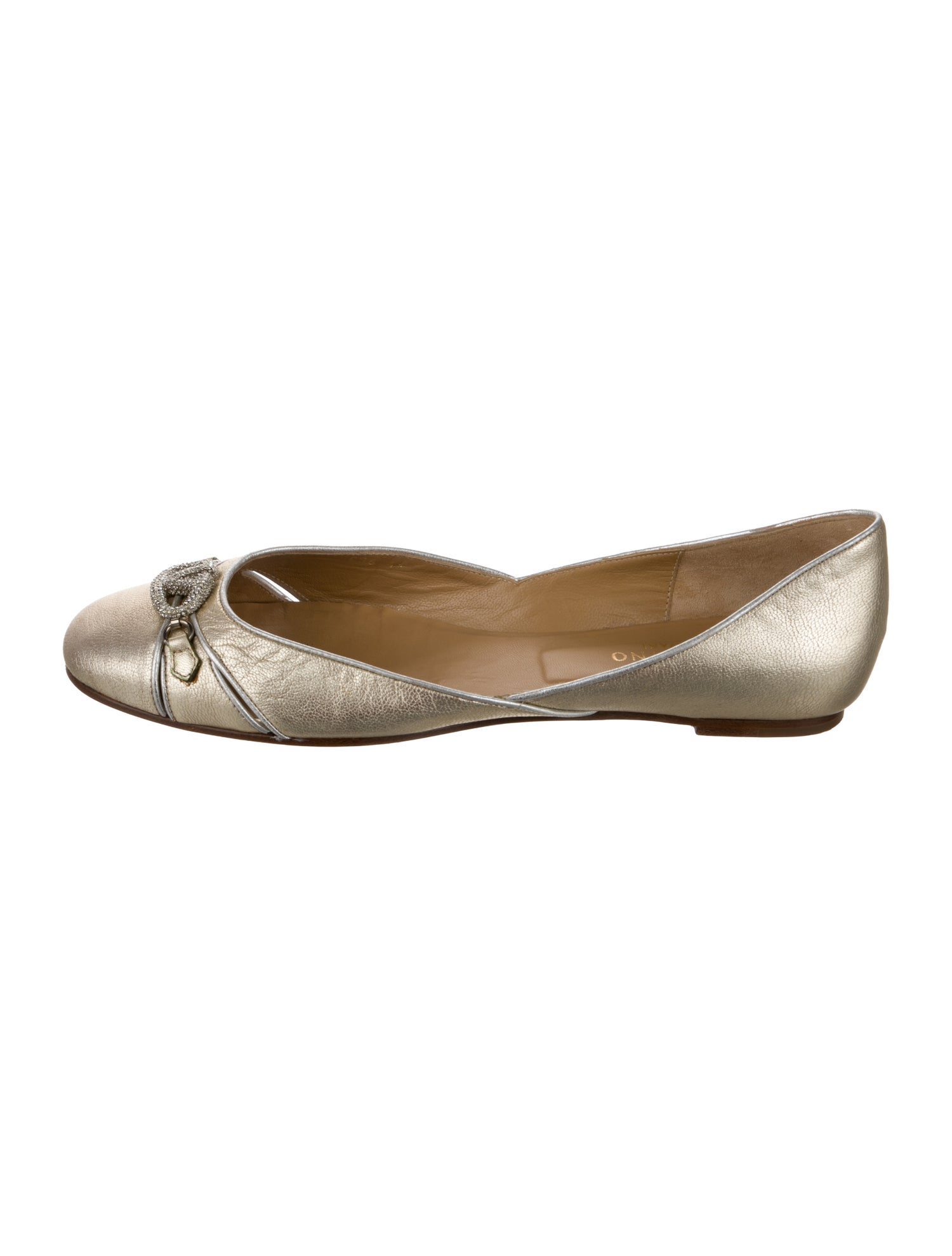 Valentino Leather Crystal Embellishments Ballet Flats