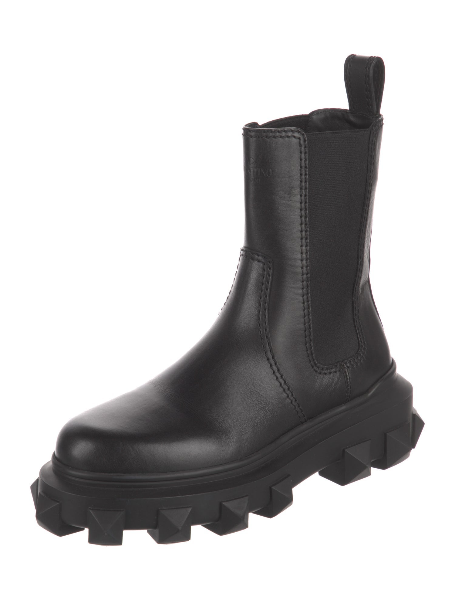 Valentino Leather Studded Accents Chelsea Boots