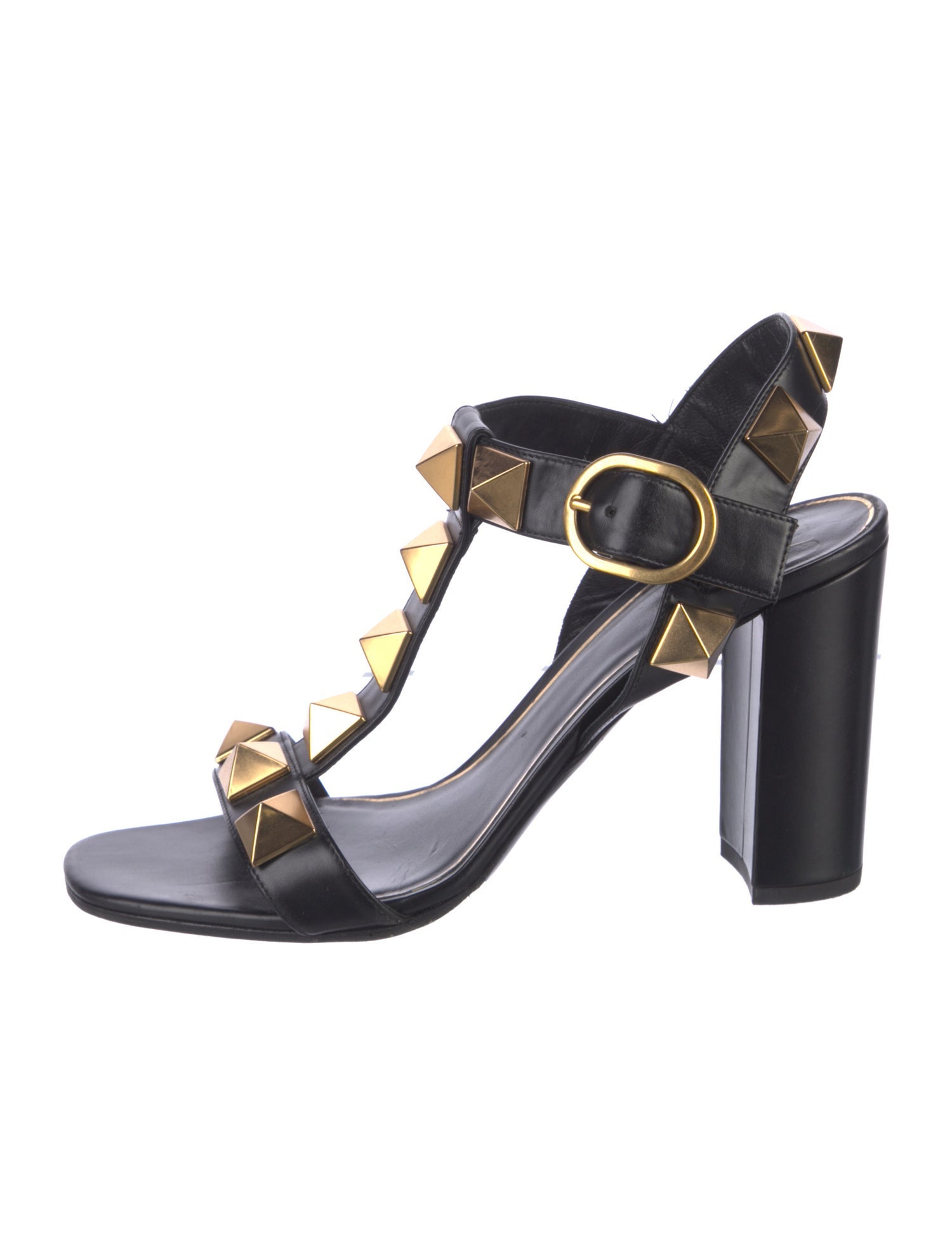 Valentino Rockstud Accents Leather T-Strap Sandals
