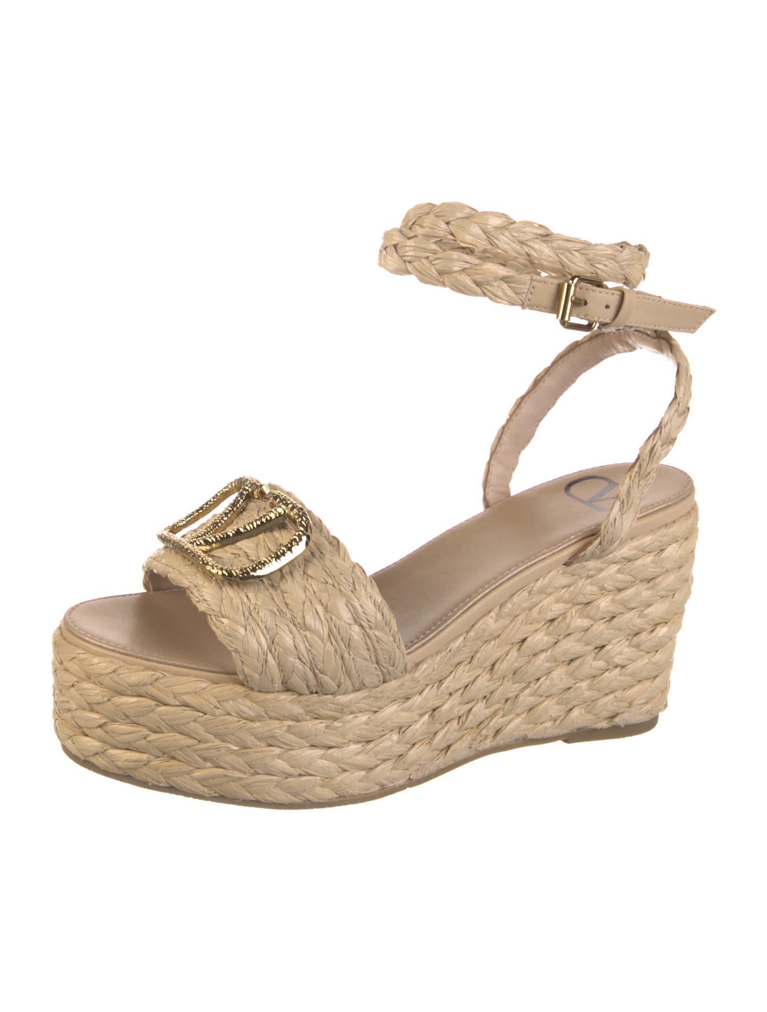 Valentino Raffia Studded Accents Espadrilles