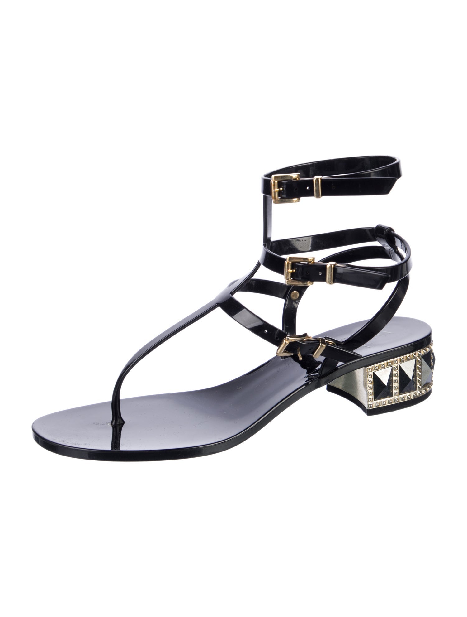 Valentino Rockstud Accents Rubber Gladiator Sandals