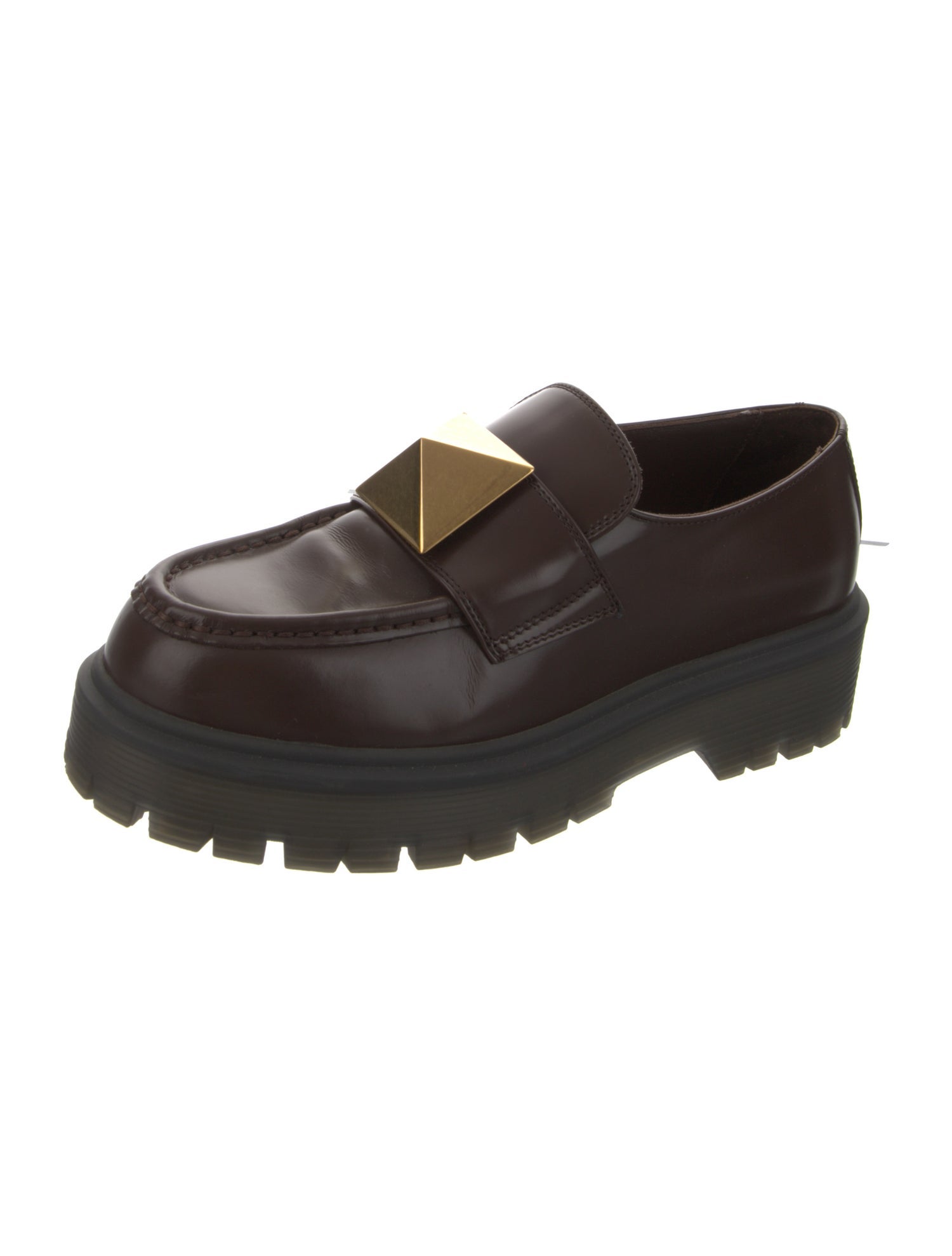 Valentino Rockstud Accents Leather Loafers