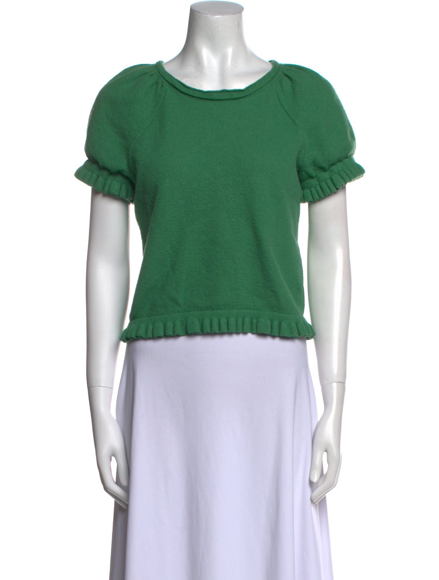 Valentino Virgin Wool Scoop Neck Crop Top