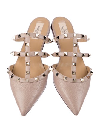 Valentino Rockstud Accents Leather Mules
