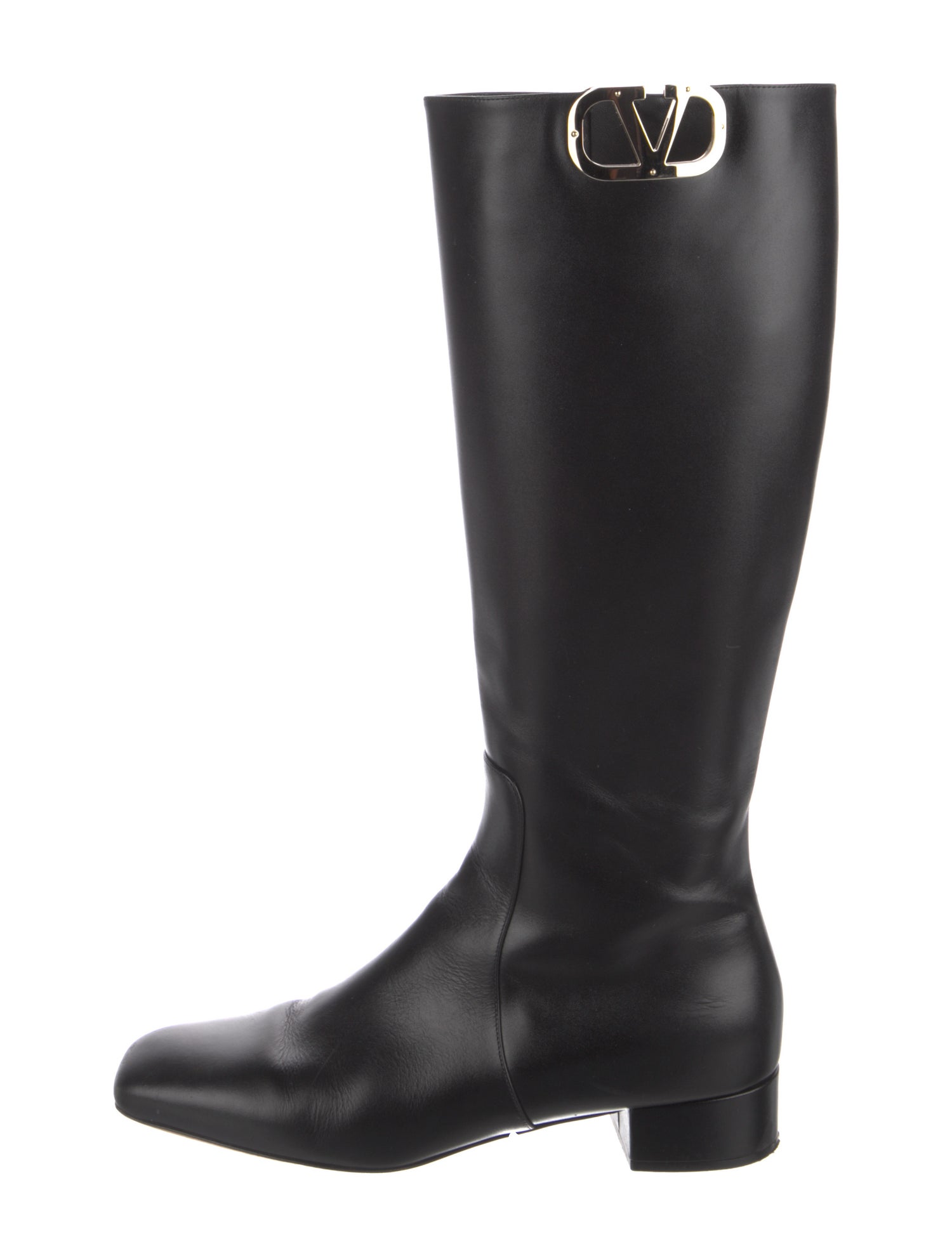 Valentino Rockstud Accents Leather Riding Boots