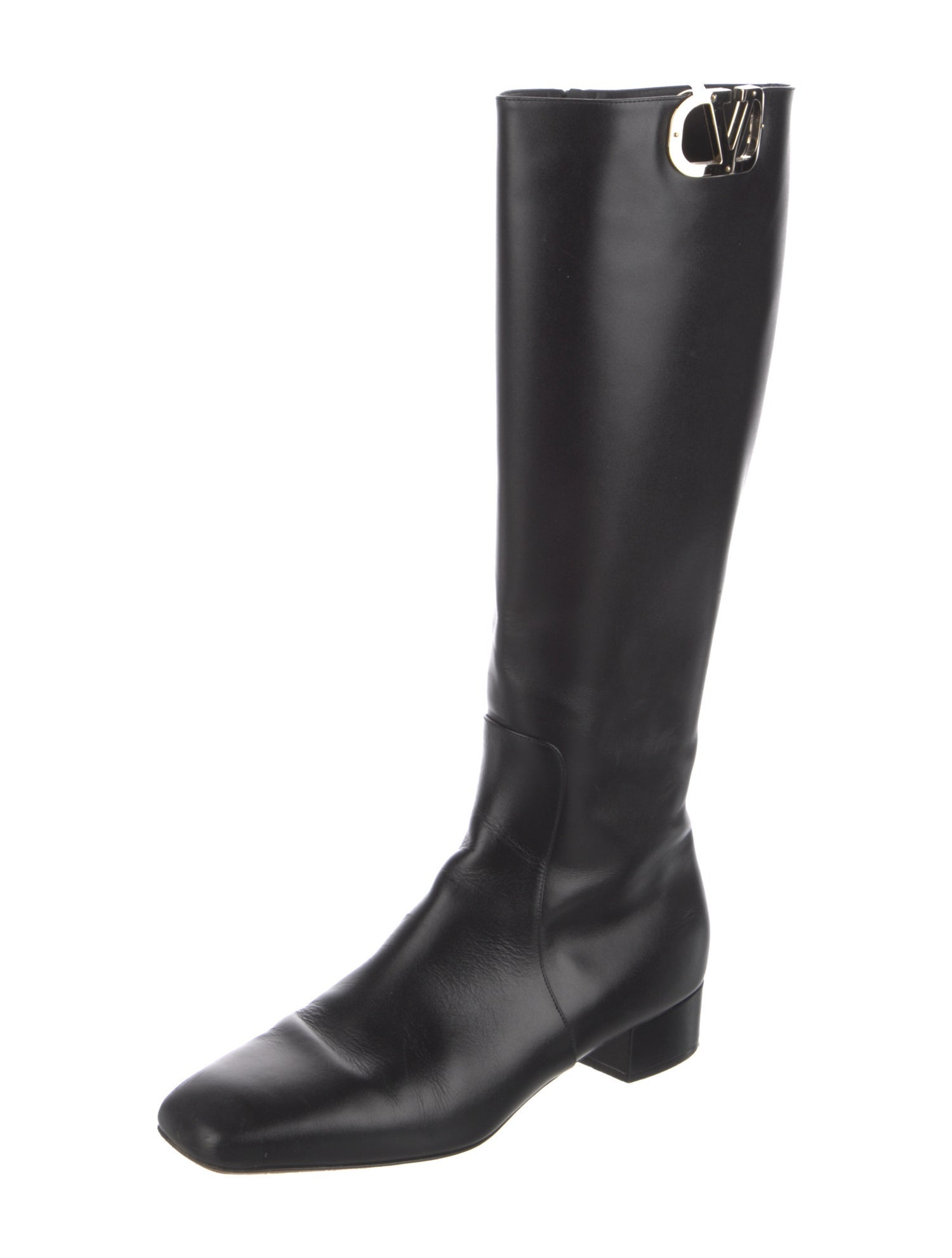 Valentino Rockstud Accents Leather Riding Boots