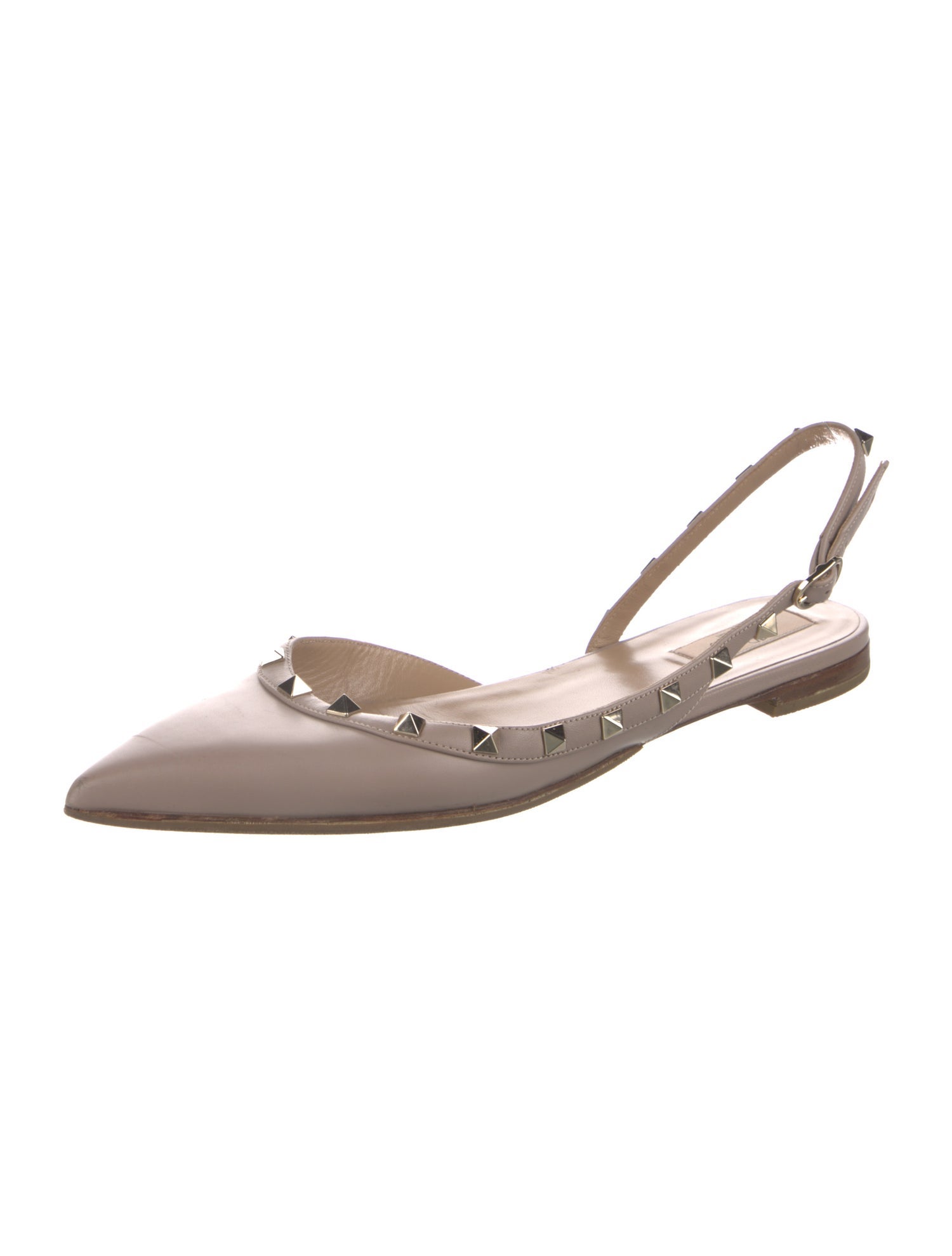 Valentino Rockstud Accents Leather Slingback Flats