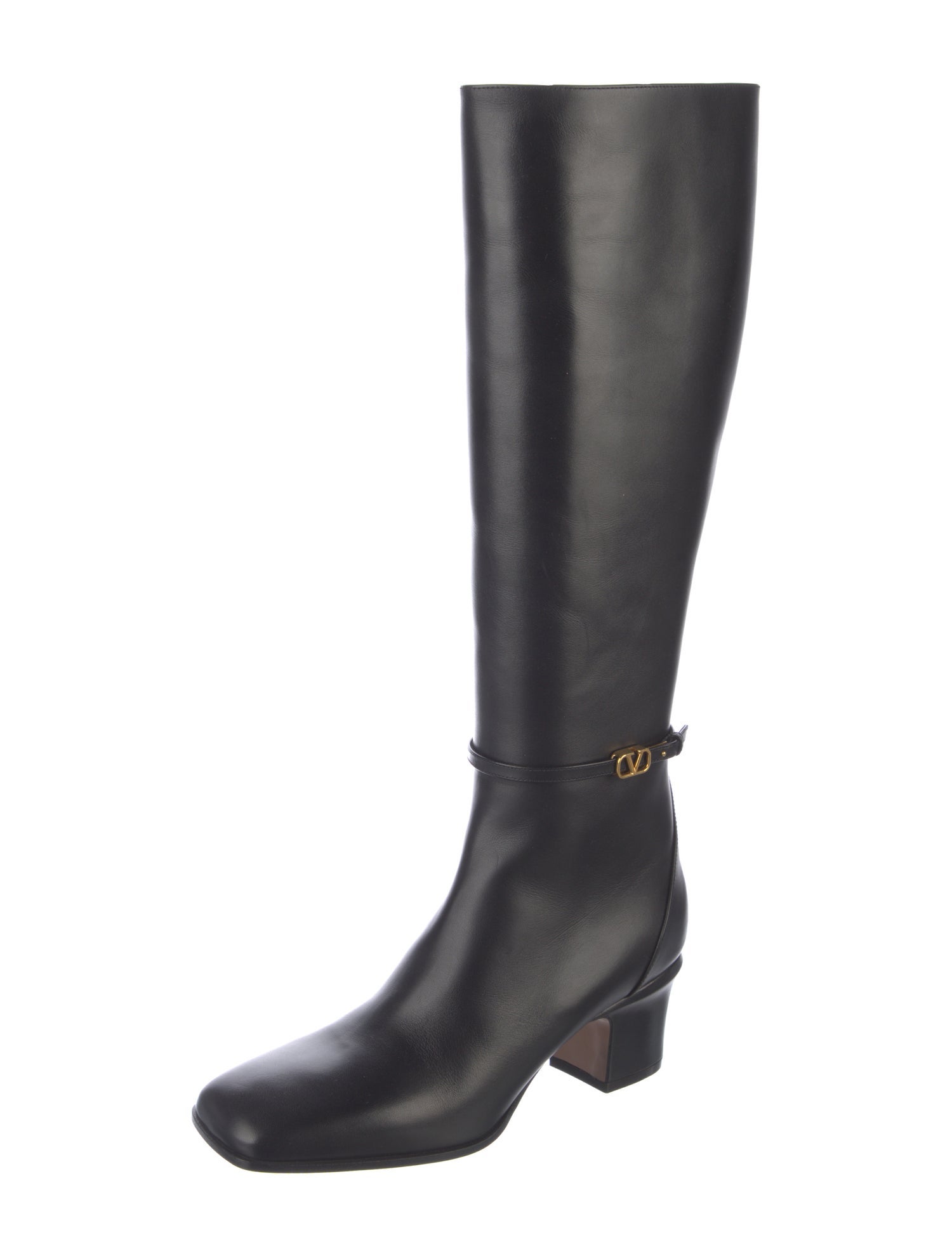 Valentino Rockstud Accents Leather Riding Boots